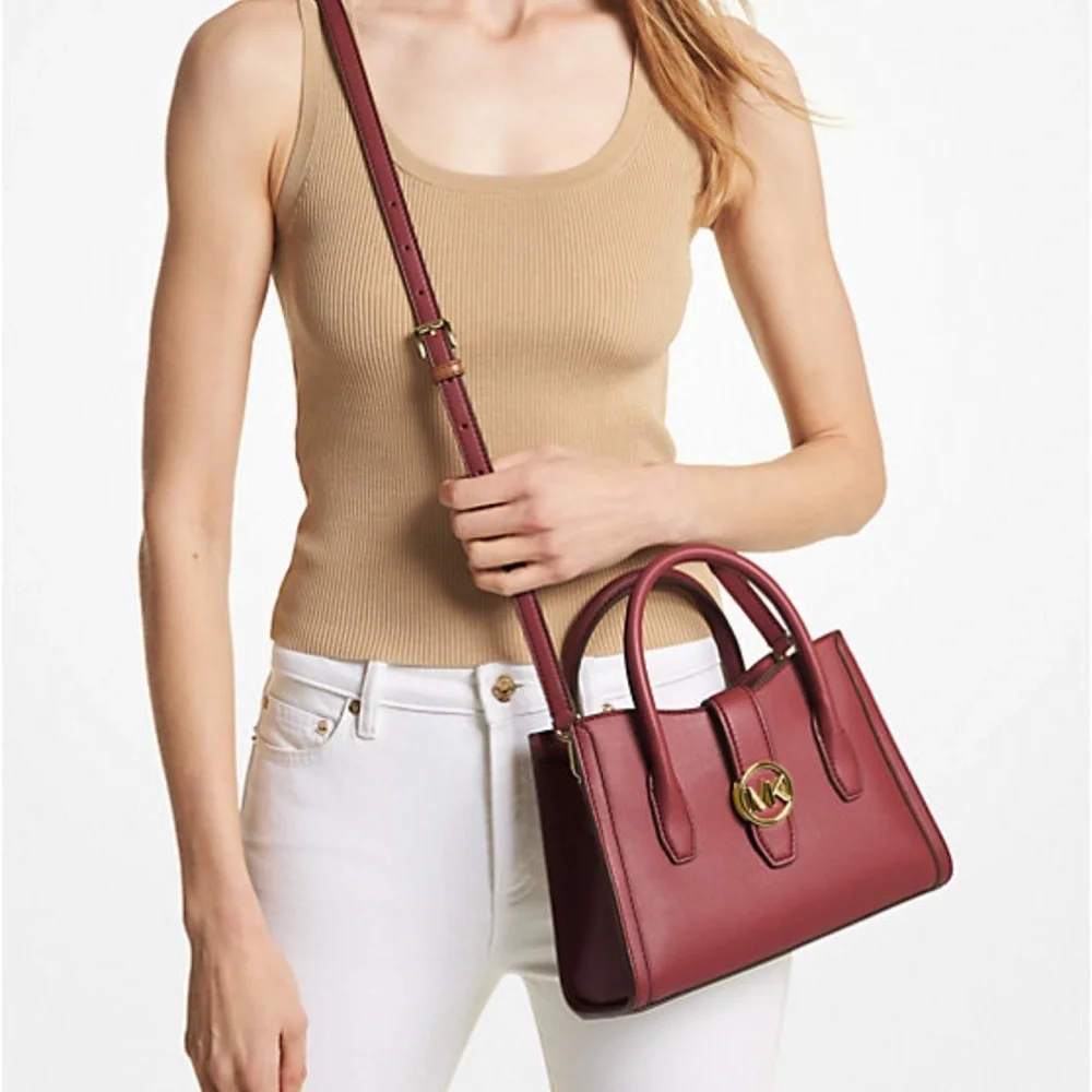MICHAEL KORS Gabby Small Faux Leather Satchel COLOR DARK CHERRY  NWT